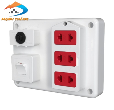 Bảng điện nổi V1 Điện Quang ĐQ FEP 32W 01S (màu trắng đỏ, 3 lỗ 2 chấu, 1 công tắc)