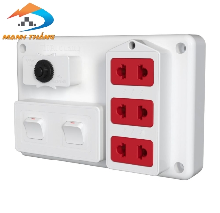 Bảng điện nổi V2 Điện Quang ĐQ FEP 32W 02S ( màu trắng đỏ, 3 lỗ 2 chấu, 2 công tắc )