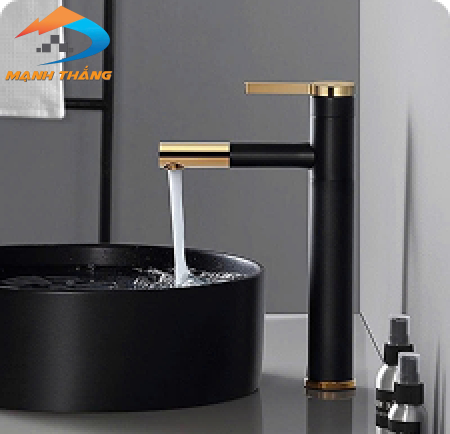 Vòi Lavabo Đồng ĐEN - VÀNG 30cm LUSENTER