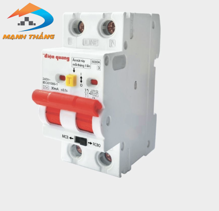 Cầu dao chống giật RCBO 2P Điện Quang (10A–63A, 6kA, 30mA)