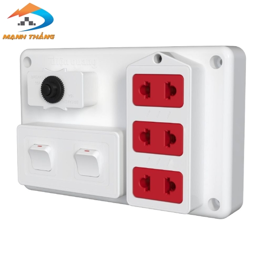 Bảng điện nổi V2 Điện Quang ĐQ FEP 32W 02S ( màu trắng đỏ, 3 lỗ 2 chấu, 2 công tắc )