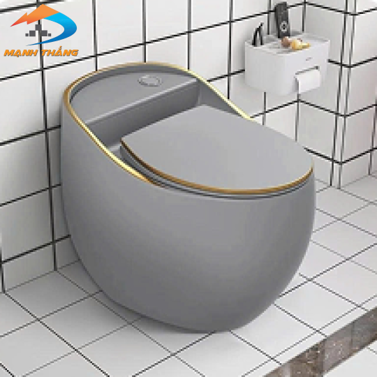Bồn Cầu Trứng Cao Cấp Xám Viền Vàng FORLER