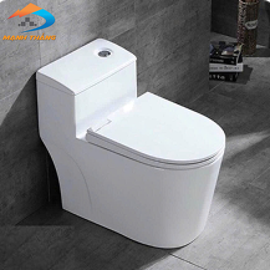 Bồn Cầu Một Khối Trắng Sứ Nút Tròn LUSENTER