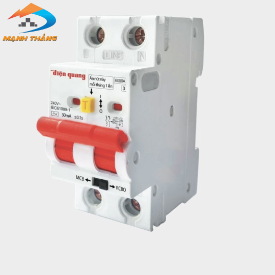 Cầu dao chống giật RCBO 2P Điện Quang (10A–63A, 6kA, 30mA)