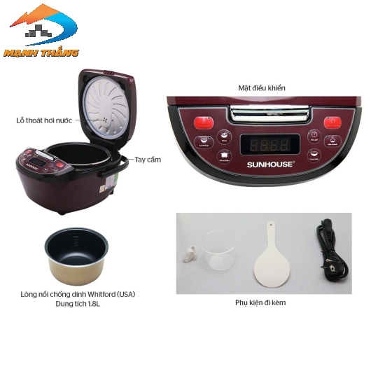 Nồi cơm điện tử 1.8L Sunhouse SHD8909