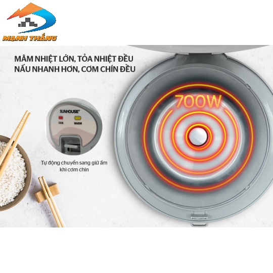 Nồi cơm điện 1.8L SUNHOUSE SHD8602