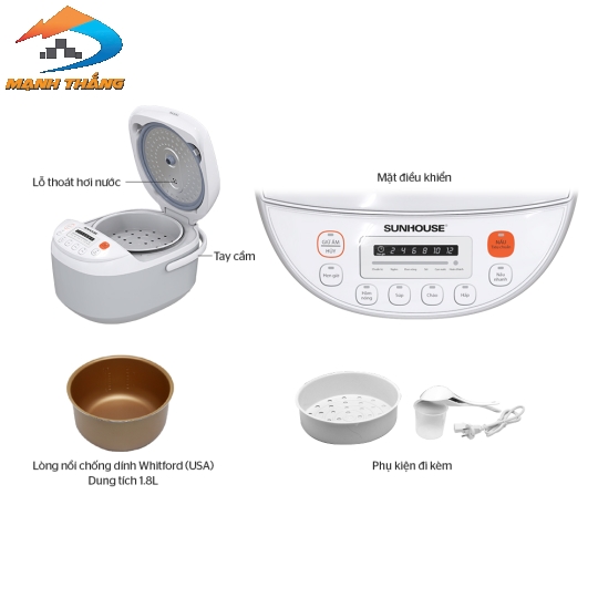 Nồi cơm điện tử 1.8L Sunhouse SHD8906