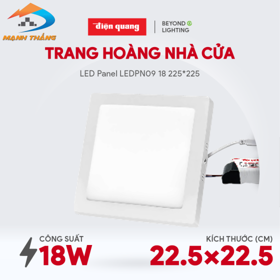 Bộ đèn LED Panel vuông Điện Quang ĐQ LEDPN09 18 225 (18W, 225×225)