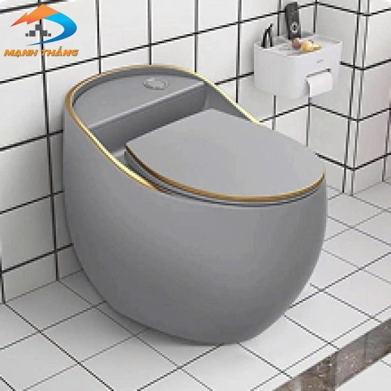 Bồn Cầu Trứng Cao Cấp Xám Viền Vàng FORLER