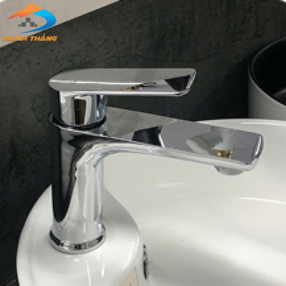 Vòi Lavabo Nóng Lạnh Thân Tròn Tay Gạt Vuông Mạ Crom